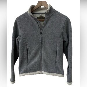 Overland Fleece Jacket XS Gray Sherpa Full Zip Mock Neck Contrast Trim‎